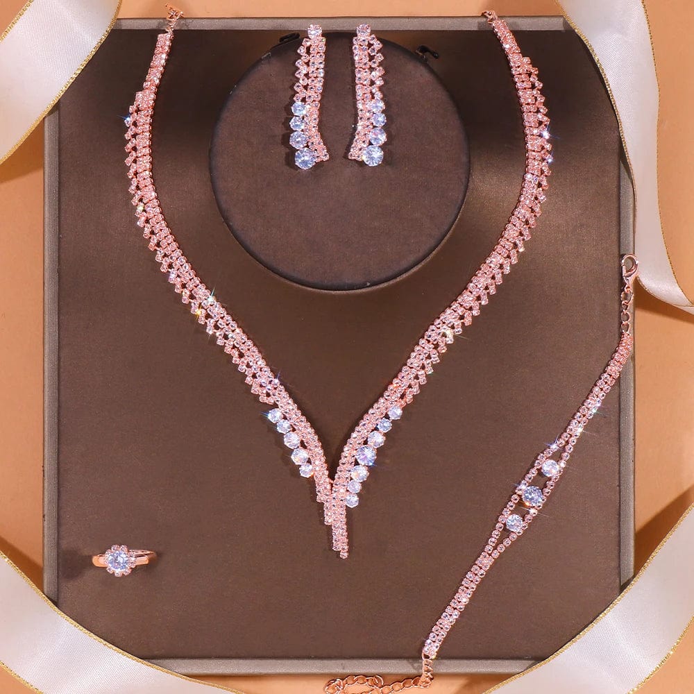 Stonefans Simple Round Crystal Necklace Sets Wedding for Women Bride Accessories Rhinestone Africa Jewelry Set Bridesmaid Gift - SHOWLU FASHION STORE