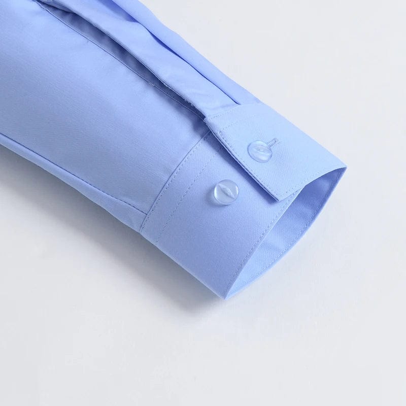 Stretch Cotton New Solid Men's Social Shirts Long Sleeve Formal Dress Shirt For Man Slim Fit Business Blouse Male White Shirt - SHOWLU FASHION STORE