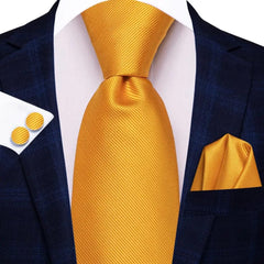Striped Orange Tie For Men 2023 New Elegant Mens Necktie Pocket Square Cufflinks Groom Wedding Accessory Hi - Tie Design Wholesale - SHOWLU FASHION STORE
