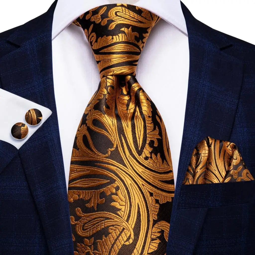 Striped Orange Tie For Men 2023 New Elegant Mens Necktie Pocket Square Cufflinks Groom Wedding Accessory Hi - Tie Design Wholesale - SHOWLU FASHION STORE