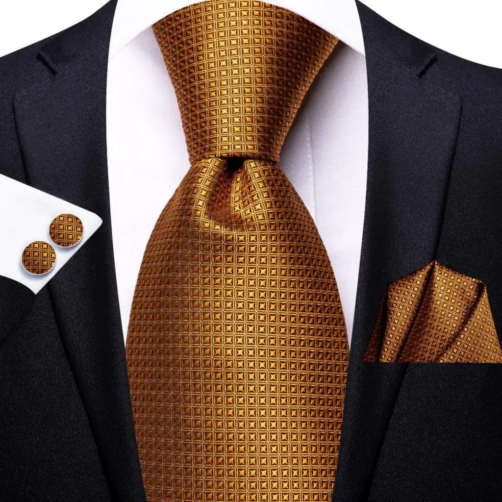 Striped Orange Tie For Men 2023 New Elegant Mens Necktie Pocket Square Cufflinks Groom Wedding Accessory Hi - Tie Design Wholesale - SHOWLU FASHION STORE