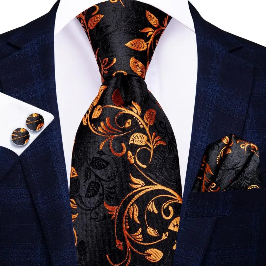 Striped Orange Tie For Men 2023 New Elegant Mens Necktie Pocket Square Cufflinks Groom Wedding Accessory Hi - Tie Design Wholesale - SHOWLU FASHION STORE