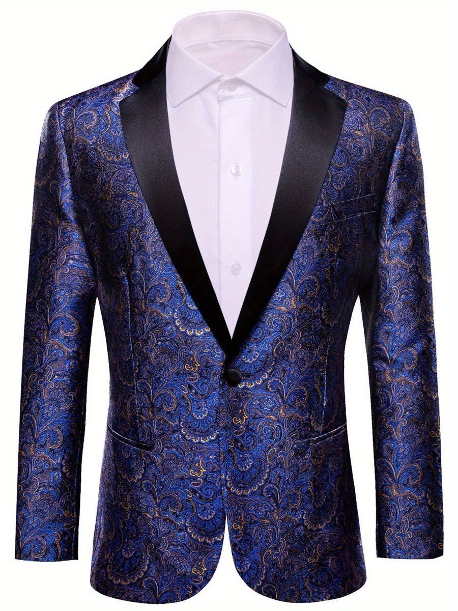 Stylish Men'S Suit Jacket with a Patterned Single - Button Notched Lapel, Casual Blazer, 1200 Stitches, Suitable for Festive Weddings And Everyday Wear. - SHOWLU FASHION STORE