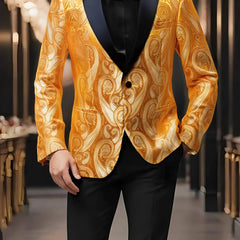 Stylish Men'S Suit Jacket with a Patterned Single - Button Notched Lapel, Casual Blazer, 1200 Stitches, Suitable for Festive Weddings And Everyday Wear. - SHOWLU FASHION STORE