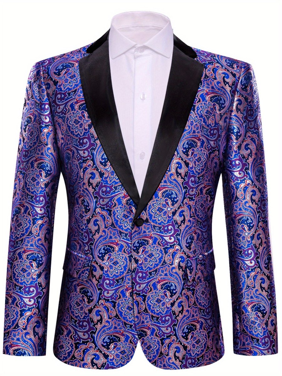 Stylish Men'S Suit Jacket with a Patterned Single - Button Notched Lapel, Casual Blazer, 1200 Stitches, Suitable for Festive Weddings And Everyday Wear. - SHOWLU FASHION STORE