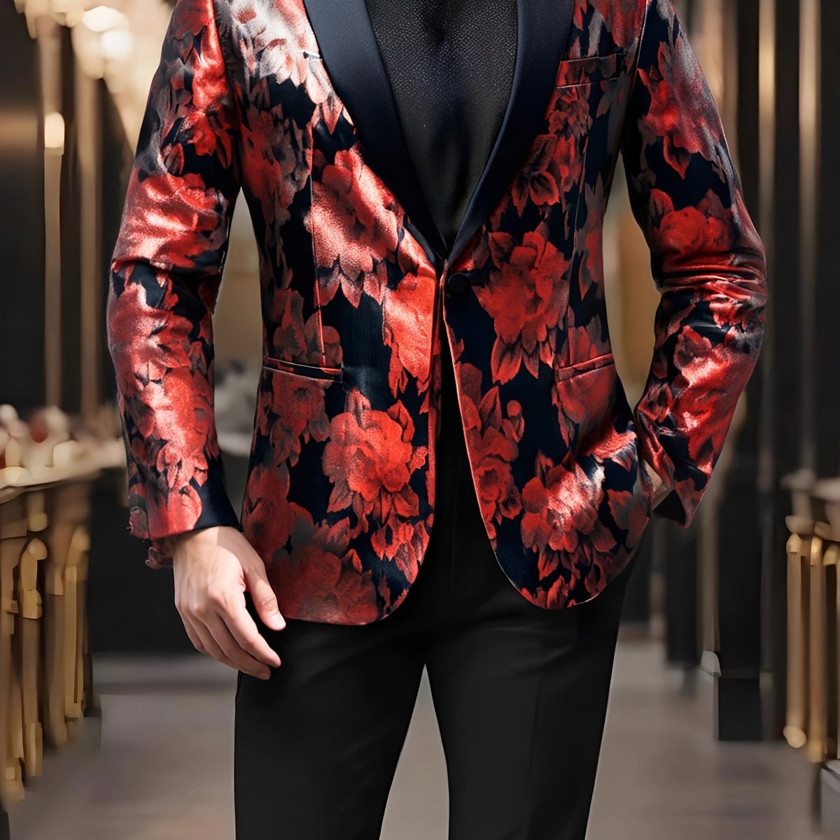 Stylish Men'S Suit Jacket with a Patterned Single - Button Notched Lapel, Casual Blazer, 1200 Stitches, Suitable for Festive Weddings And Everyday Wear. - SHOWLU FASHION STORE