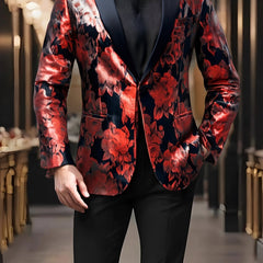 Stylish Men'S Suit Jacket with a Patterned Single - Button Notched Lapel, Casual Blazer, 1200 Stitches, Suitable for Festive Weddings And Everyday Wear. - SHOWLU FASHION STORE
