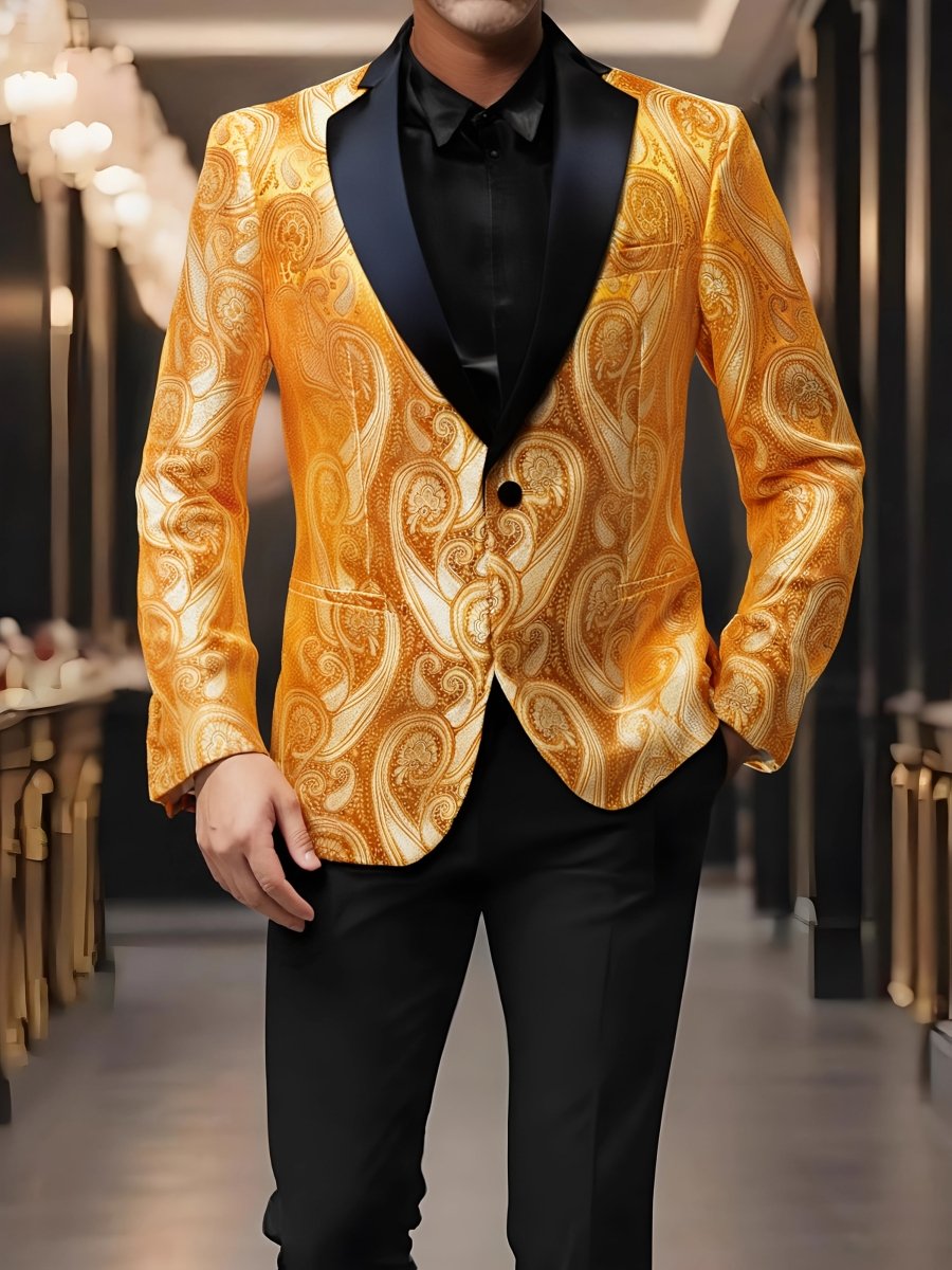 Stylish Men'S Suit Jacket with a Patterned Single - Button Notched Lapel, Casual Blazer, 1200 Stitches, Suitable for Festive Weddings And Everyday Wear. - SHOWLU FASHION STORE