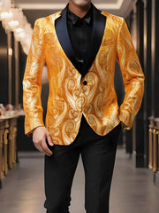 Stylish Men'S Suit Jacket with a Patterned Single - Button Notched Lapel, Casual Blazer, 1200 Stitches, Suitable for Festive Weddings And Everyday Wear. - SHOWLU FASHION STORE