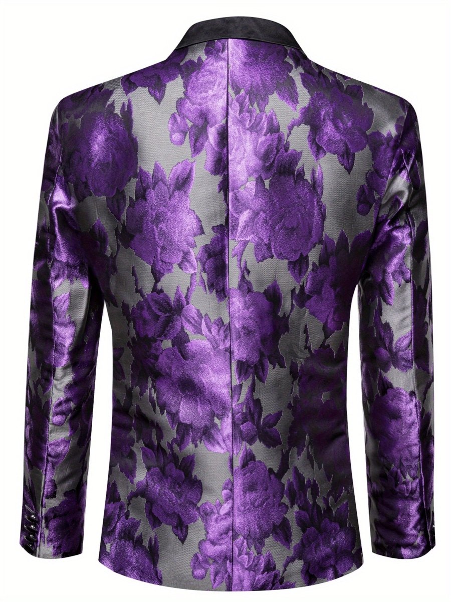 Stylish Men'S Suit Jacket with a Patterned Single - Button Notched Lapel, Casual Blazer, 1200 Stitches, Suitable for Festive Weddings And Everyday Wear. - SHOWLU FASHION STORE