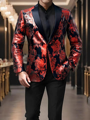Stylish Men'S Suit Jacket with a Patterned Single - Button Notched Lapel, Casual Blazer, 1200 Stitches, Suitable for Festive Weddings And Everyday Wear. - SHOWLU FASHION STORE