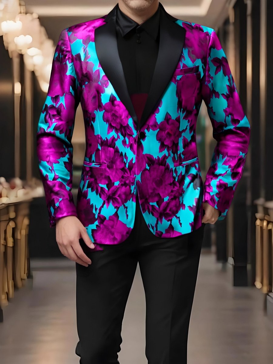 Stylish Men'S Suit Jacket with a Patterned Single - Button Notched Lapel, Casual Blazer, 1200 Stitches, Suitable for Festive Weddings And Everyday Wear. - SHOWLU FASHION STORE