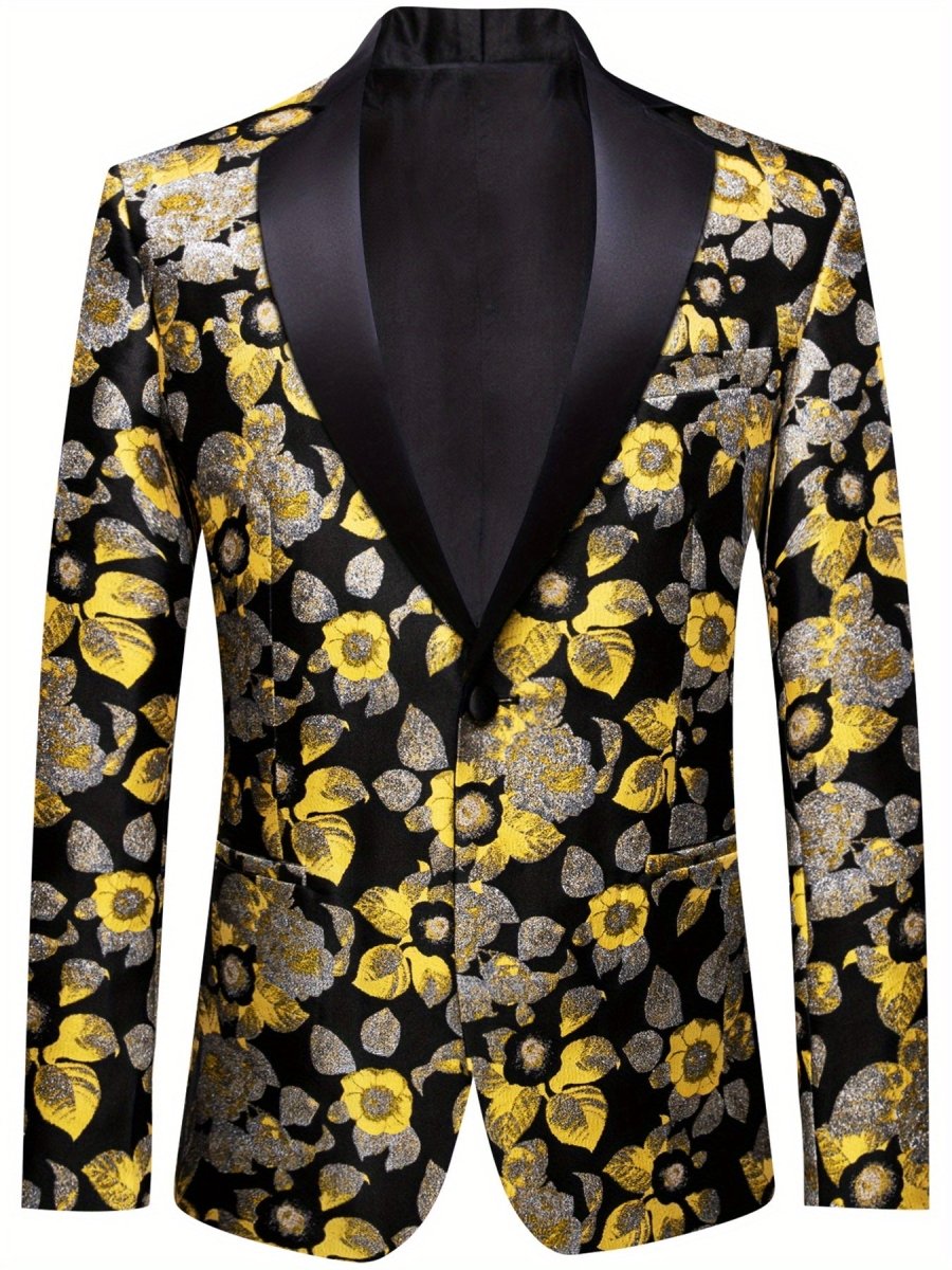 Stylish Men'S Suit Jacket with a Patterned Single - Button Notched Lapel, Casual Blazer, 1200 Stitches, Suitable for Festive Weddings And Everyday Wear. - SHOWLU FASHION STORE