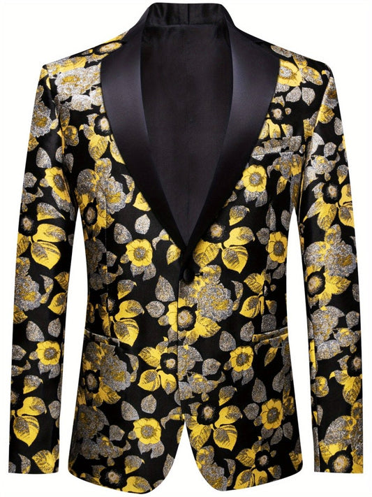 Stylish Men'S Suit Jacket with a Patterned Single - Button Notched Lapel, Casual Blazer, 1200 Stitches, Suitable for Festive Weddings And Everyday Wear. - SHOWLU FASHION STORE
