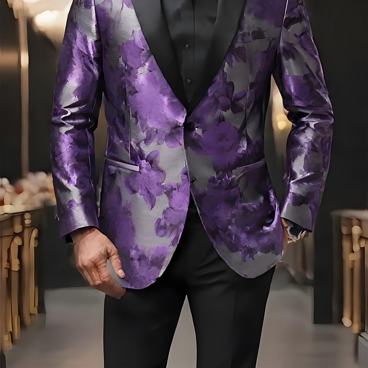 Stylish Men'S Suit Jacket with a Patterned Single - Button Notched Lapel, Casual Blazer, 1200 Stitches, Suitable for Festive Weddings And Everyday Wear. - SHOWLU FASHION STORE
