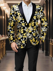 Stylish Men'S Suit Jacket with a Patterned Single - Button Notched Lapel, Casual Blazer, 1200 Stitches, Suitable for Festive Weddings And Everyday Wear. - SHOWLU FASHION STORE