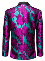 Stylish Men'S Suit Jacket with a Patterned Single - Button Notched Lapel, Casual Blazer, 1200 Stitches, Suitable for Festive Weddings And Everyday Wear. - SHOWLU FASHION STORE
