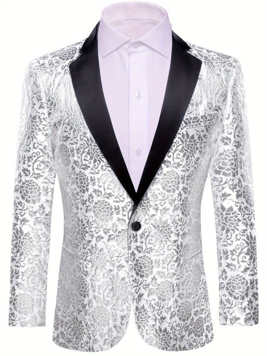 Stylish Men'S Suit Jacket with a Patterned Single - Button Notched Lapel, Casual Blazer, 1200 Stitches, Suitable for Festive Weddings And Everyday Wear. - SHOWLU FASHION STORE