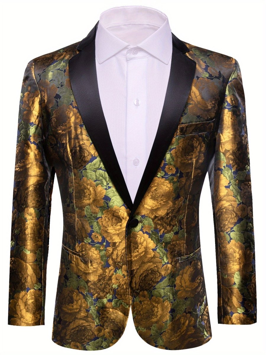 Stylish Men'S Suit Jacket with a Patterned Single - Button Notched Lapel, Casual Blazer, 1200 Stitches, Suitable for Festive Weddings And Everyday Wear. - SHOWLU FASHION STORE