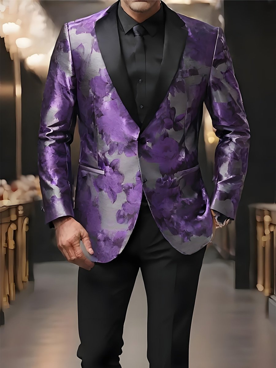 Stylish Men'S Suit Jacket with a Patterned Single - Button Notched Lapel, Casual Blazer, 1200 Stitches, Suitable for Festive Weddings And Everyday Wear. - SHOWLU FASHION STORE