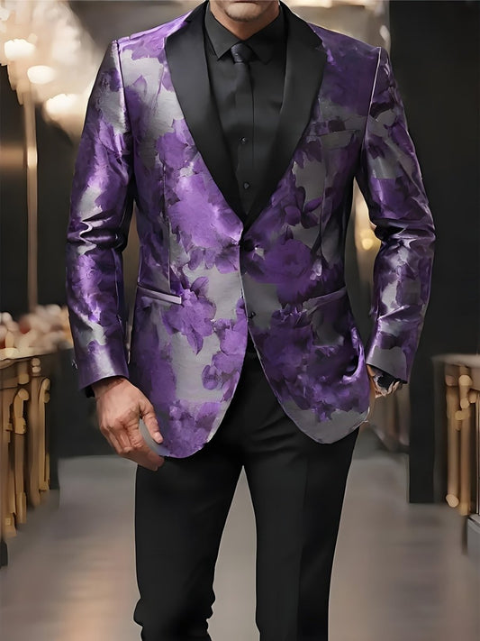Stylish Men'S Suit Jacket with a Patterned Single - Button Notched Lapel, Casual Blazer, 1200 Stitches, Suitable for Festive Weddings And Everyday Wear. - SHOWLU FASHION STORE