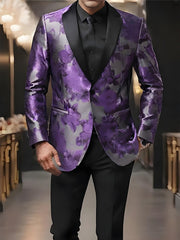 Stylish Men'S Suit Jacket with a Patterned Single - Button Notched Lapel, Casual Blazer, 1200 Stitches, Suitable for Festive Weddings And Everyday Wear. - SHOWLU FASHION STORE