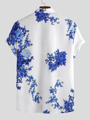 Stylish Plum Blossom Printed Shirt - SHOWLU FASHION STORE