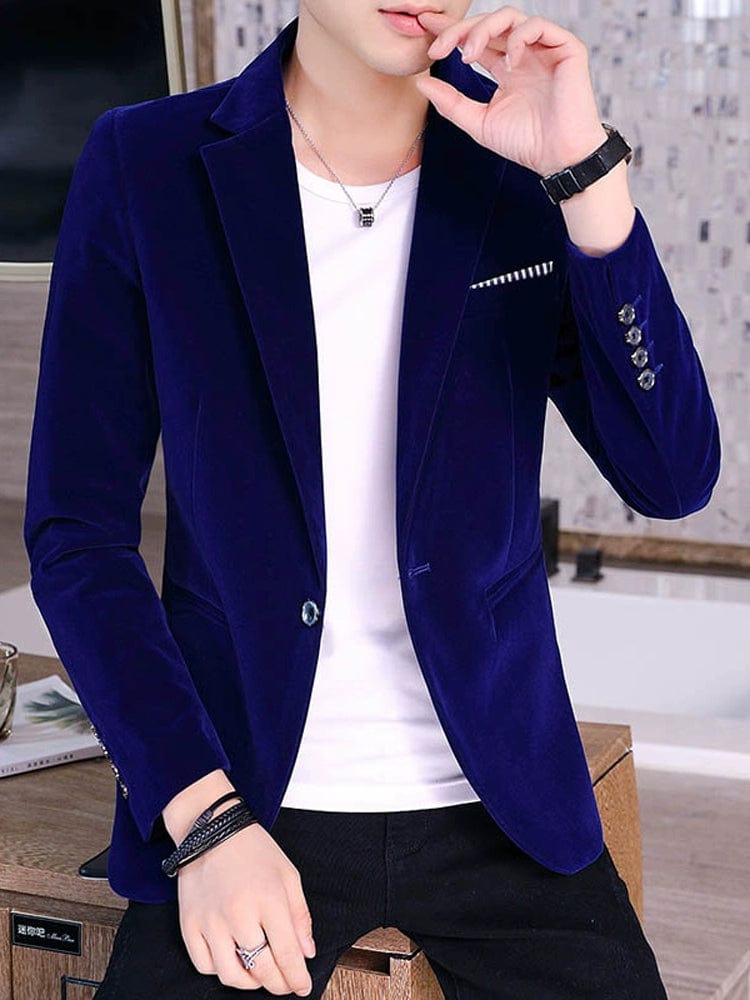 Suit Men's Outerwear Korean Style plus Size Plus size Solid Top Autumn and Winter Gold Silk Velveteen Single West British Style Small Suit - SHOWLU FASHION STORE
