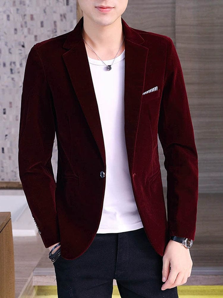 Suit Men's Outerwear Korean Style plus Size Plus size Solid Top Autumn and Winter Gold Silk Velveteen Single West British Style Small Suit - SHOWLU FASHION STORE