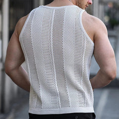 Summer 2024 Export Men's Clothing Fashion White Mesh Knitting Vest Thin Silm Sleeveless Bottoming Shirt Men Vest - SHOWLU FASHION STORE