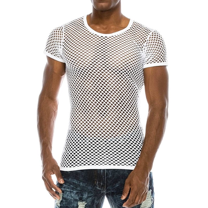 Summer Silm Cut Out Mesh Waistcoat Medium and Small Breathable Close - Fitting Summer Refreshing Plaid Men's Model Sexy Trendy Blouse - SHOWLU FASHION STORE