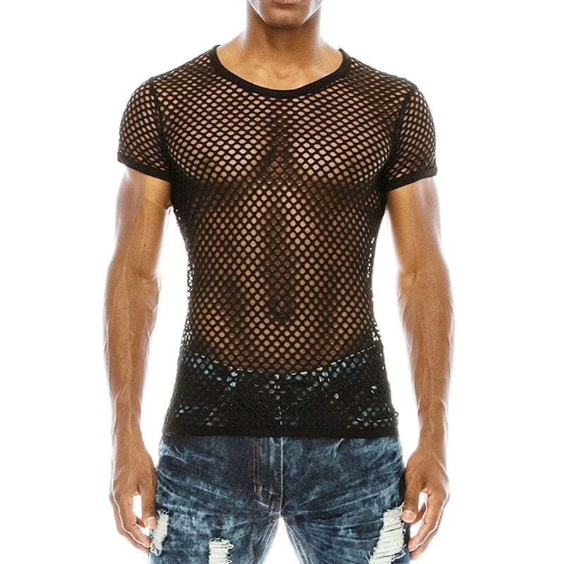 Summer Silm Cut Out Mesh Waistcoat Medium and Small Breathable Close - Fitting Summer Refreshing Plaid Men's Model Sexy Trendy Blouse - SHOWLU FASHION STORE