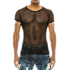 Summer Silm Cut Out Mesh Waistcoat Medium and Small Breathable Close - Fitting Summer Refreshing Plaid Men's Model Sexy Trendy Blouse - SHOWLU FASHION STORE