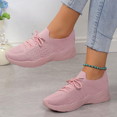 Summer Women Shoes Mesh Breathable Casual Sneakers Lace - Up Vulcanized Shoes Ladies Platform Sport Shoes Female Tennis Shoes - SHOWLU FASHION STORE