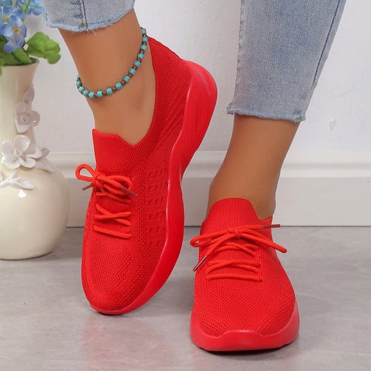 Summer Women Shoes Mesh Breathable Casual Sneakers Lace - Up Vulcanized Shoes Ladies Platform Sport Shoes Female Tennis Shoes - SHOWLU FASHION STORE