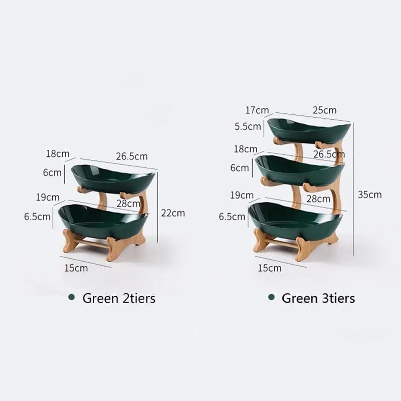 Table Plates Dinnerware Kitchen Fruit Bowl with Floors Partitioned Candy Cake Trays Wooden Tableware Dishes - SHOWLU FASHION STORE