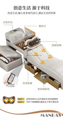 Tech Smart Bed 2 People with King Size Bed Frame Queen, Genuine Leather, Massage, USB, Bluetooth Speaker, and Safe By MINGDIBAO - SHOWLU FASHION STORE