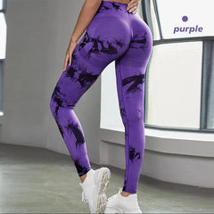 Tie Dye Seamless Leggings for Women High Waist Yoga Pants, Scrunch Butt Lifting Elastic Tights - SHOWLU FASHION STORE