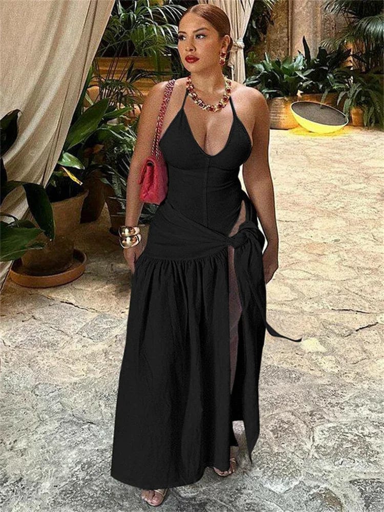 Tossy 2 Piece - Set Female V - Neck Jumpsuit Outfits Sexy Lace - Up Pleated High Waist Skirt Sets For Women White Bandage Outfits 2024 - SHOWLU FASHION STORE