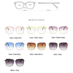 TOYEARN 2024 New Fashion Lady Oversized Rimless Square Sunglasses Women Small Bee Glasses Gradient Sun Glasses For Female UV400 - SHOWLU FASHION STORE