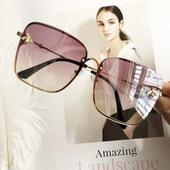 TOYEARN 2024 New Fashion Lady Oversized Rimless Square Sunglasses Women Small Bee Glasses Gradient Sun Glasses For Female UV400 - SHOWLU FASHION STORE