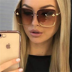 TOYEARN 2024 New Fashion Lady Oversized Rimless Square Sunglasses Women Small Bee Glasses Gradient Sun Glasses For Female UV400 - SHOWLU FASHION STORE
