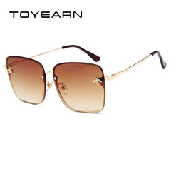 TOYEARN 2024 New Fashion Lady Oversized Rimless Square Sunglasses Women Small Bee Glasses Gradient Sun Glasses For Female UV400 - SHOWLU FASHION STORE