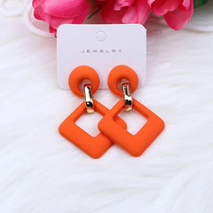Trendy Korean Blue White Pink Dangle Earrings for Women Girl Geometric Hollow Square Acrylic Statement Earrings Fashion Jewelry - SHOWLU FASHION STORE