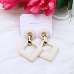 Trendy Korean Blue White Pink Dangle Earrings for Women Girl Geometric Hollow Square Acrylic Statement Earrings Fashion Jewelry - SHOWLU FASHION STORE