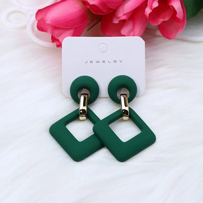 Trendy Korean Blue White Pink Dangle Earrings for Women Girl Geometric Hollow Square Acrylic Statement Earrings Fashion Jewelry - SHOWLU FASHION STORE