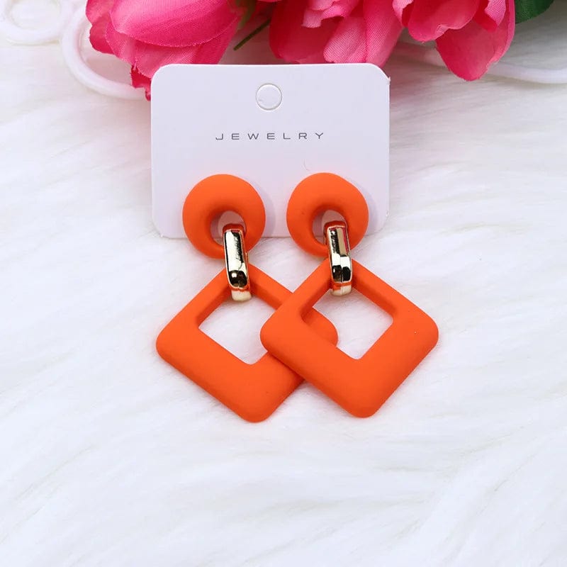 Trendy Korean Blue White Pink Dangle Earrings for Women Girl Geometric Hollow Square Acrylic Statement Earrings Fashion Jewelry - SHOWLU FASHION STORE