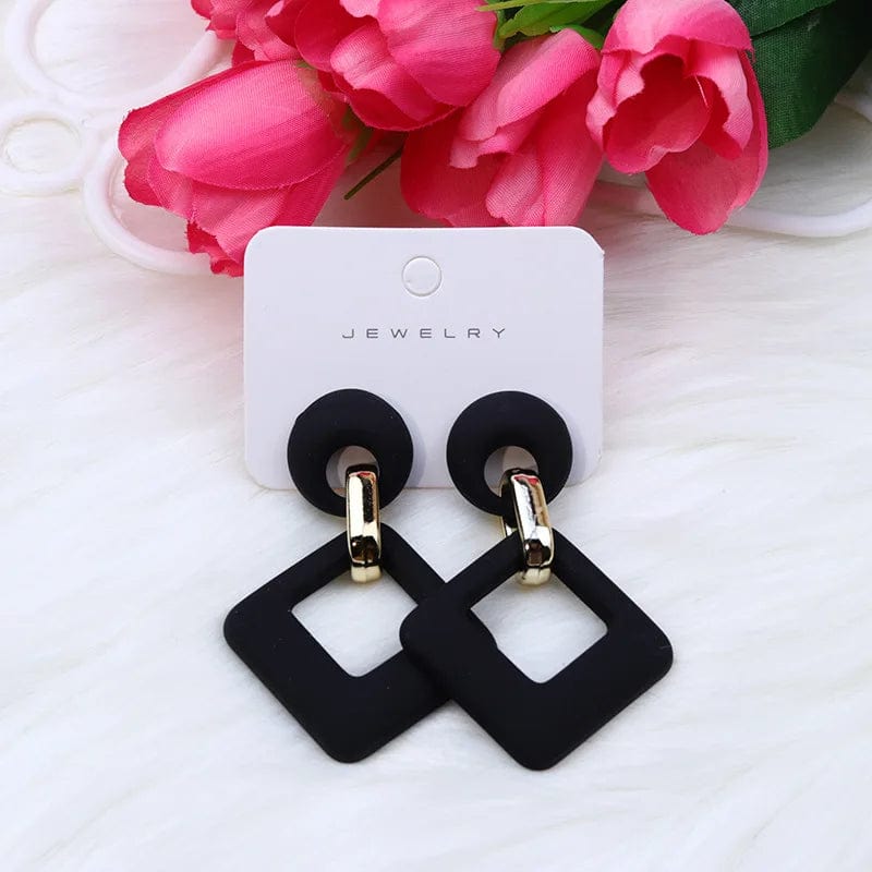 Trendy Korean Blue White Pink Dangle Earrings for Women Girl Geometric Hollow Square Acrylic Statement Earrings Fashion Jewelry - SHOWLU FASHION STORE
