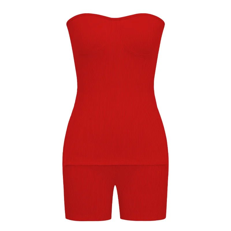 Two Piece Summer Outfits Women 2024 Fashion Sleeveless Top & Solid Shorts Y2k Casual Versatile Knit Suit for Female Streetwear - SHOWLU FASHION STORE