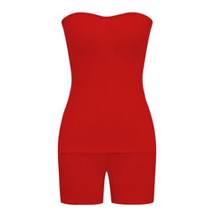 Two Piece Summer Outfits Women 2024 Fashion Sleeveless Top & Solid Shorts Y2k Casual Versatile Knit Suit for Female Streetwear - SHOWLU FASHION STORE
